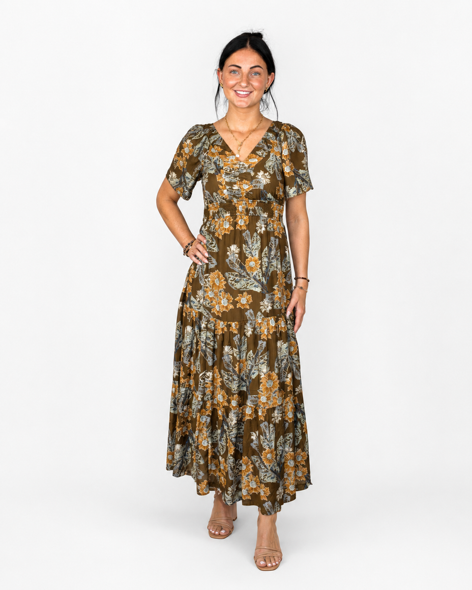 short sleeve floral maxi dress Long V-Neck Women’s Breezy Dress Floral / S tie back Color:cement shantung floral mini dresses Black One Shoulder Mesh