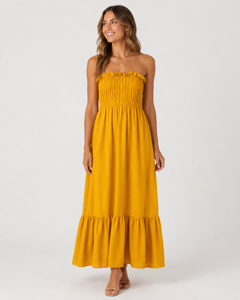Strapless Smocked Maxi Dress