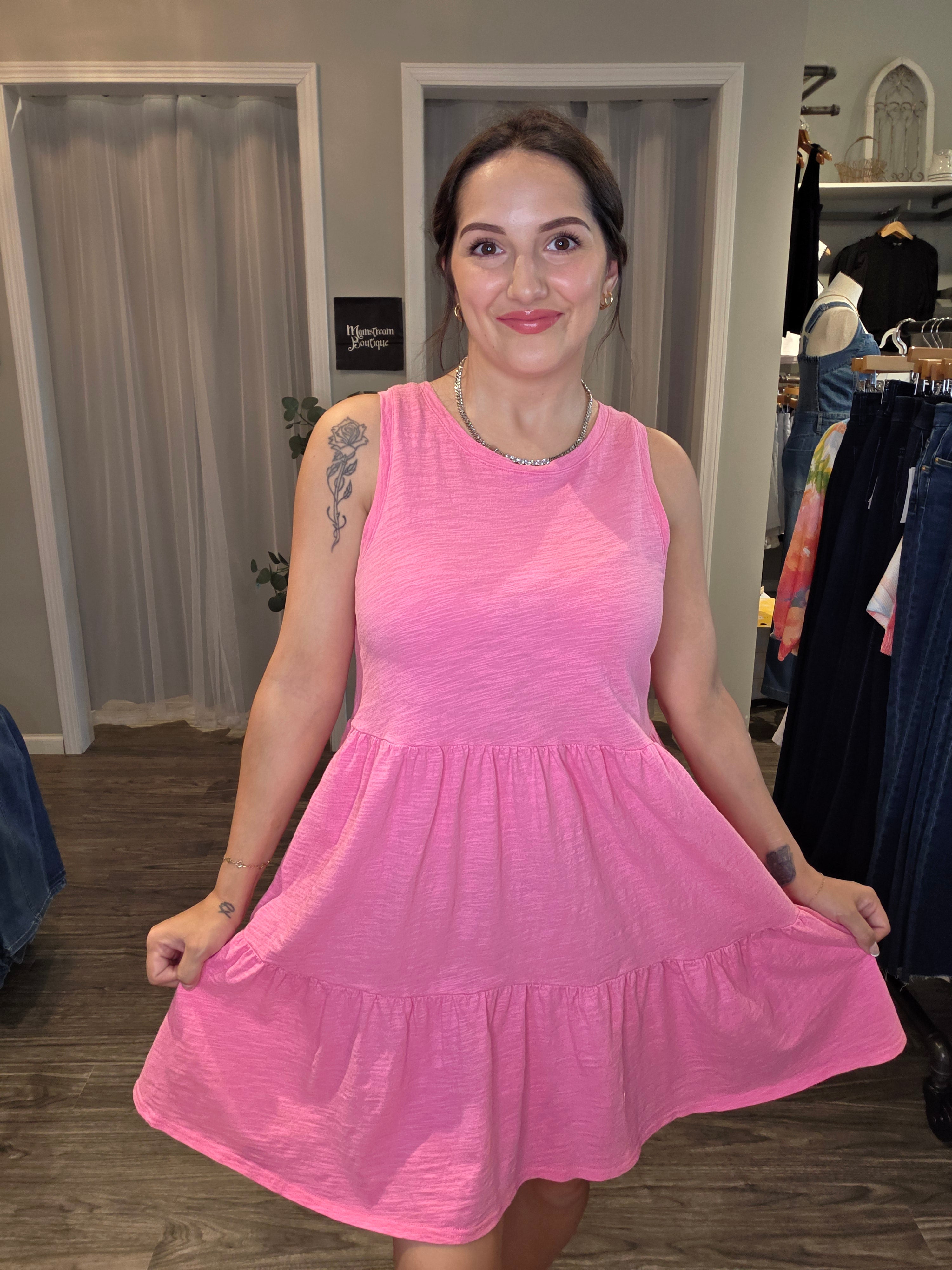 Mac & Me Tiered Knit Dress candy pink / XL Mac & Me Tiered Knit Dress candy pink / XL